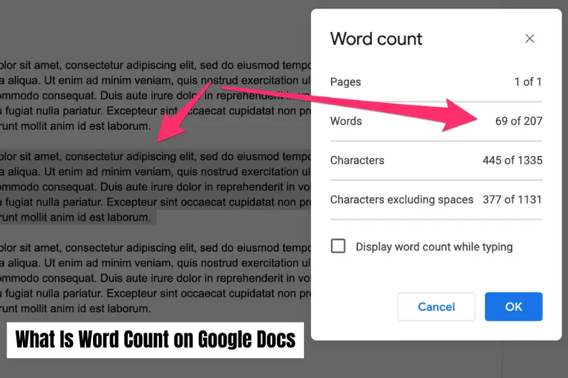 what is word count on google docs